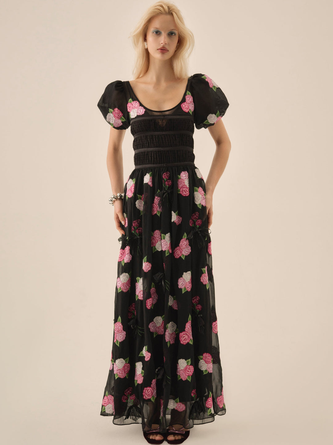 For Love and Lemons Midnight Garden Maxi Dress - Black