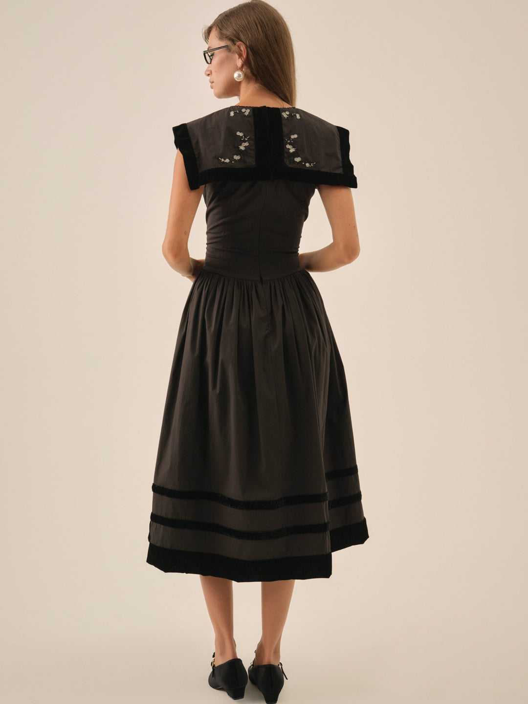 For Love and Lemons Train Station Poplin Midi Dress - Black