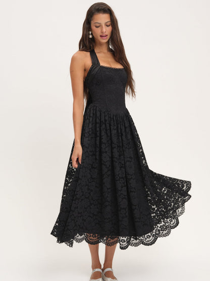 For Love and Lemons Lakeside Midi Dress - Black