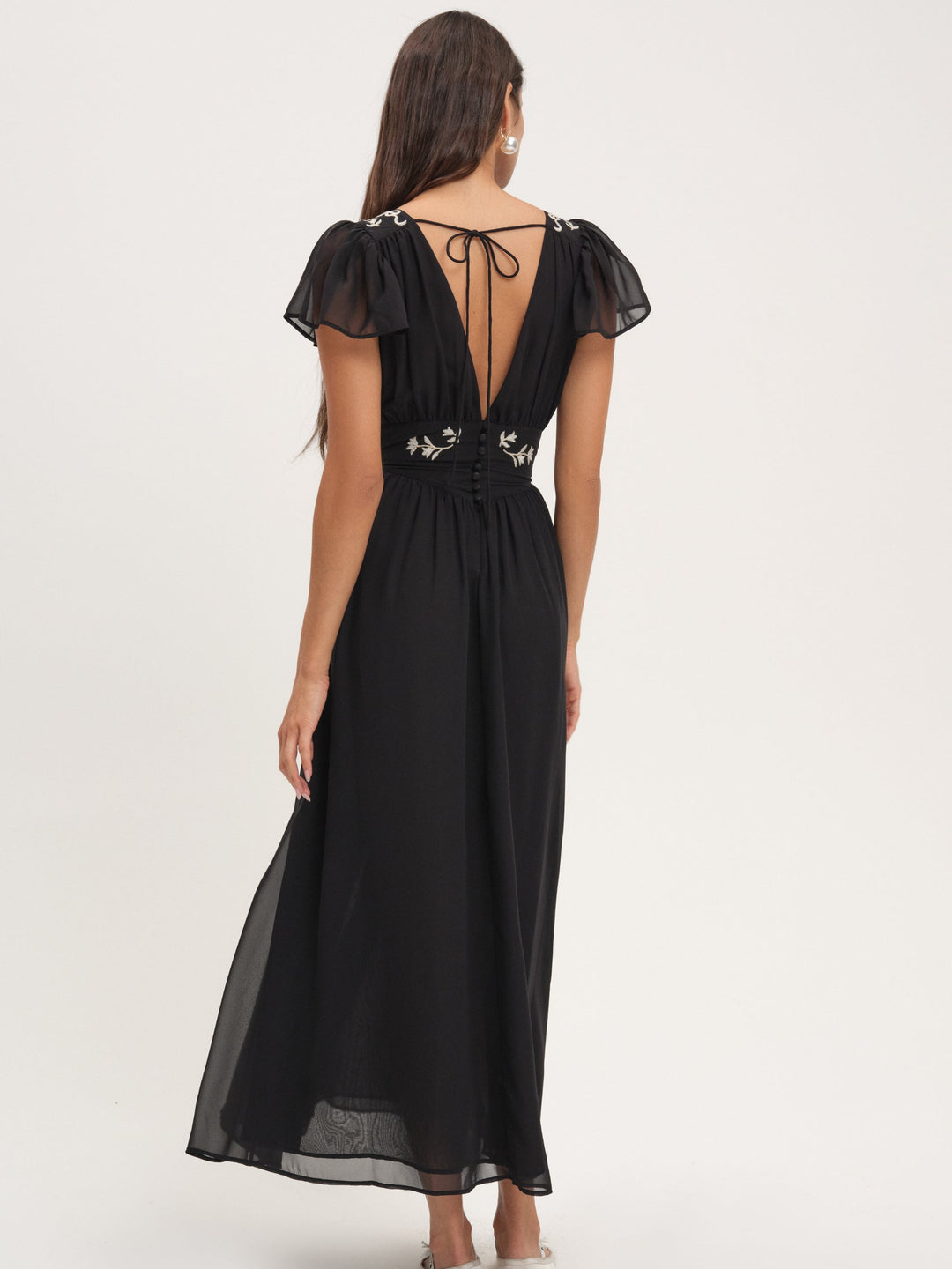 For Love and Lemons Emmie Chiffon Maxi Dress - Black