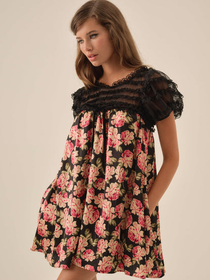 For Love and Lemons Belmond Floral Mini Dress - Black