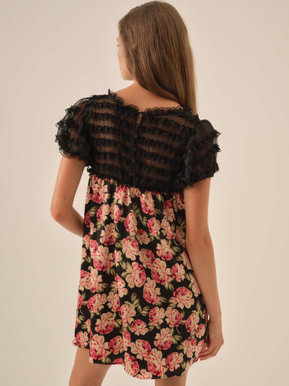 For Love and Lemons Belmond Floral Mini Dress - Black