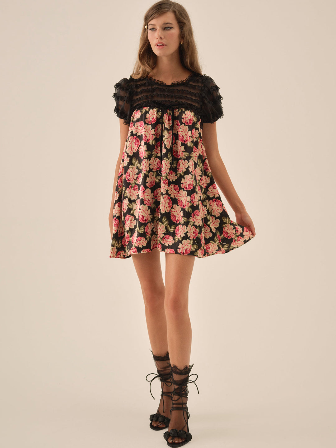 For Love and Lemons Belmond Floral Mini Dress - Black
