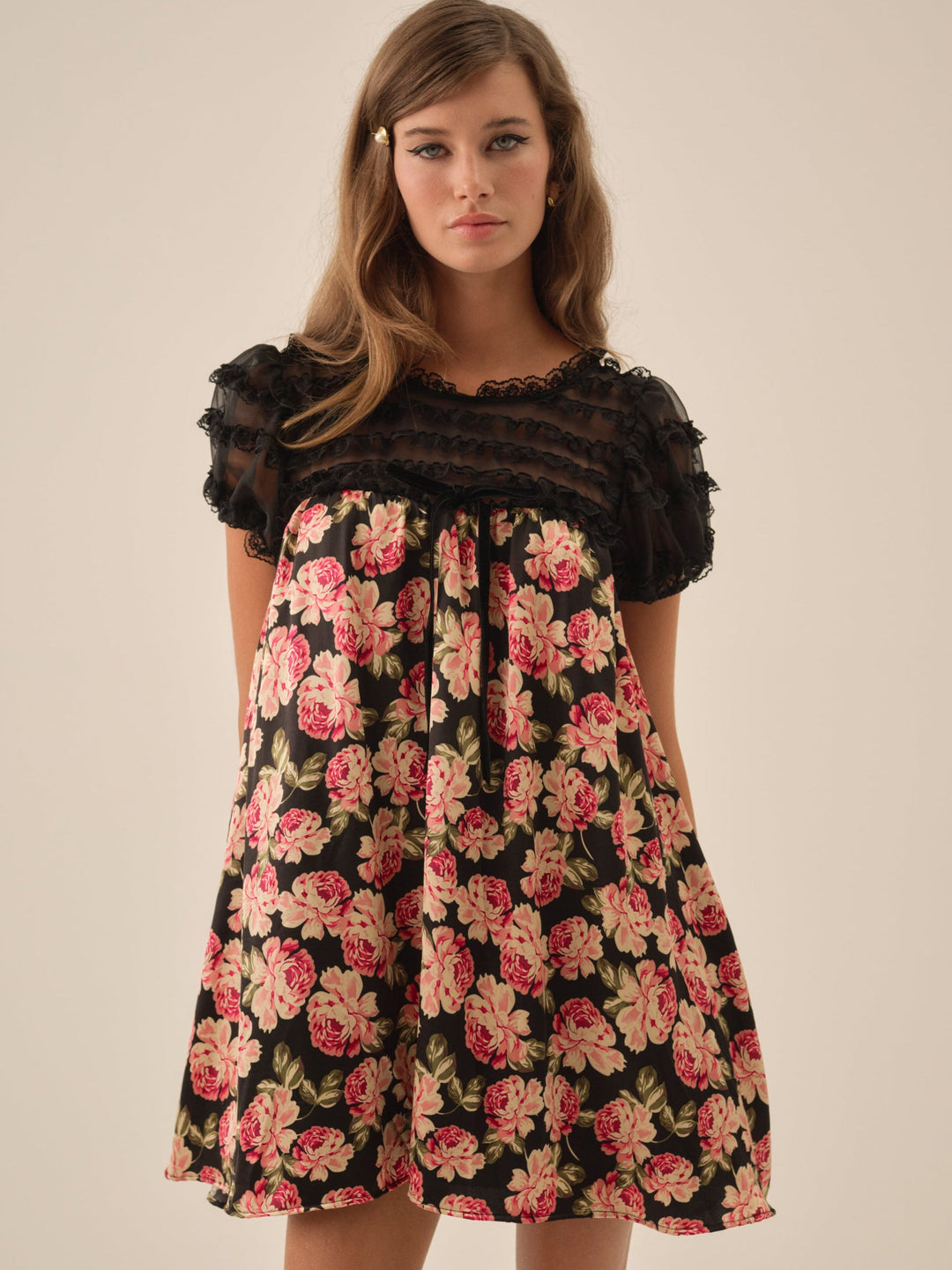 For Love and Lemons Belmond Floral Mini Dress - Black
