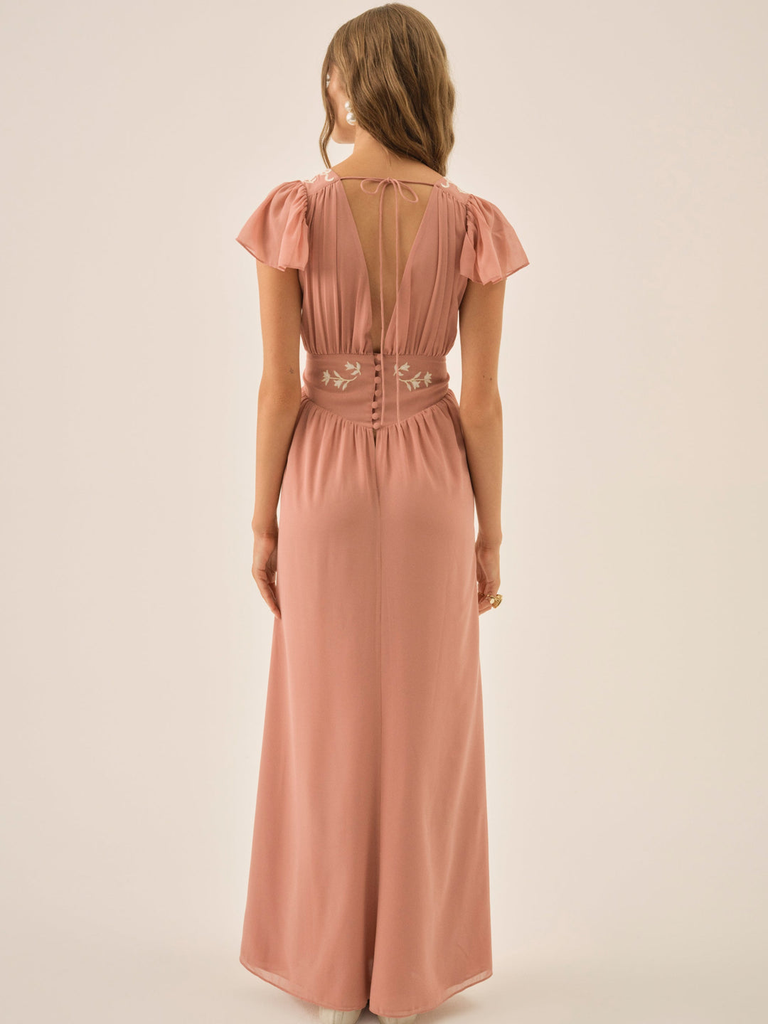 For Love and Lemons Emmie Chiffon Maxi Dress - Mauve