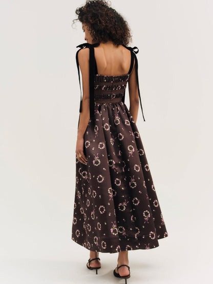 For Love and Lemons Kendra Midi Dress - Brown