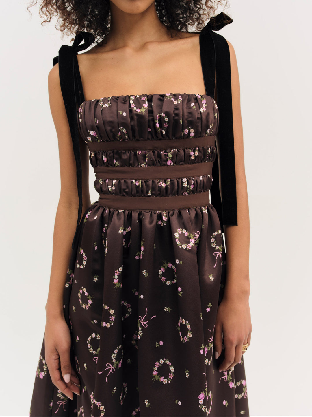 For Love and Lemons Kendra Midi Dress - Brown