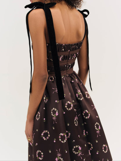For Love and Lemons Kendra Midi Dress - Brown