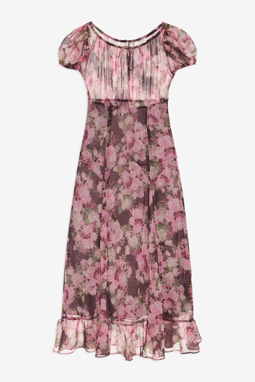 For Love and Lemons Adeline Floral Midi Dress - Brown