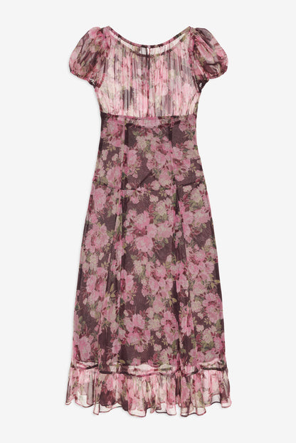For Love and Lemons Adeline Floral Midi Dress - Brown