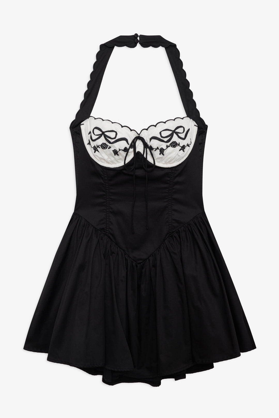 For Love and Lemons Tea Time Poplin Bustier Mini Dress - Black
