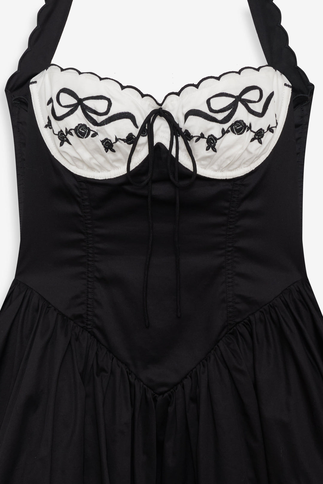 For Love and Lemons Tea Time Poplin Bustier Mini Dress - Black