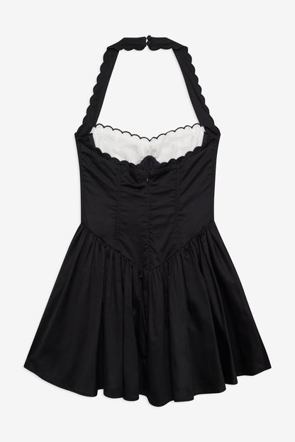 For Love and Lemons Tea Time Poplin Bustier Mini Dress - Black