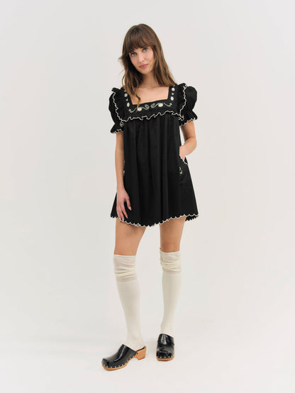For Love and Lemons Tea Time Babydoll Dress - Black