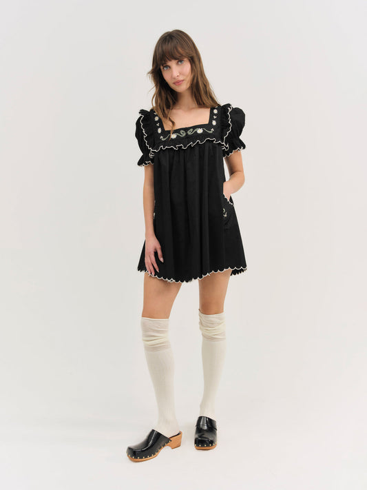 For Love and Lemons Tea Time Babydoll Dress - Black