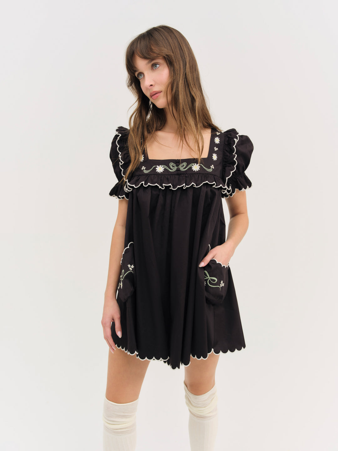 For Love and Lemons Tea Time Babydoll Dress - Black