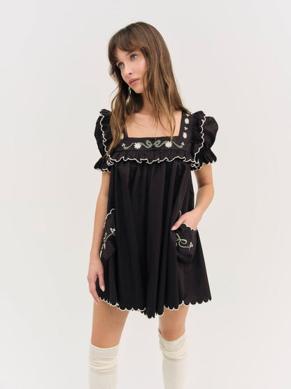 For Love and Lemons Tea Time Babydoll Dress - Black
