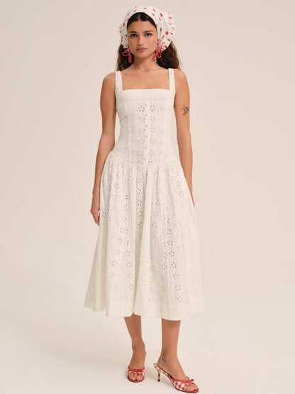 For Love and Lemons Dreamy Daisy Midi Dress - White