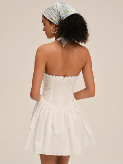 For Love and Lemons Tea Time Poplin Bustier Mini Dress - White