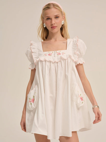 For Love and Lemons Tea Time Babydoll Dress - White