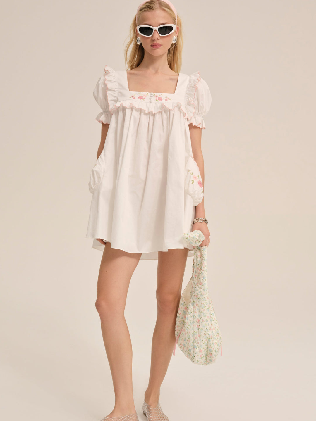 For Love and Lemons Tea Time Babydoll Dress - White
