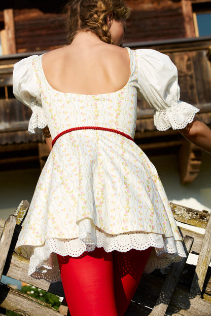 For Love and Lemons Brigitta Floral Short Sleeve Mini Dress - Ivory