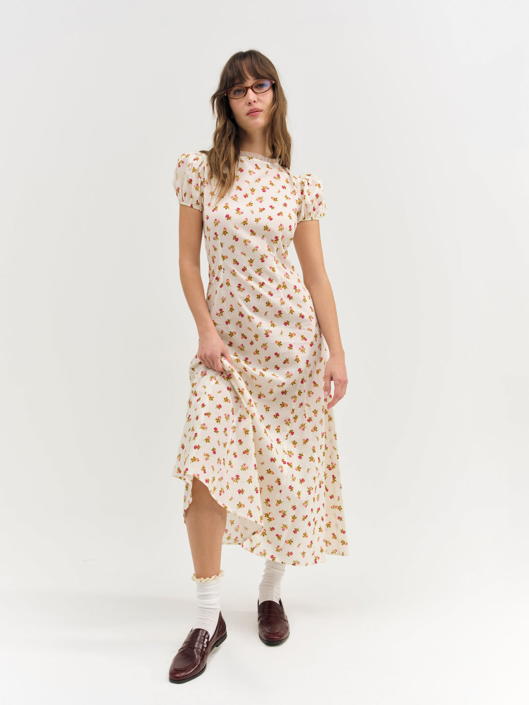 For Love and Lemons Adahlia Floral Maxi Dress - Cream