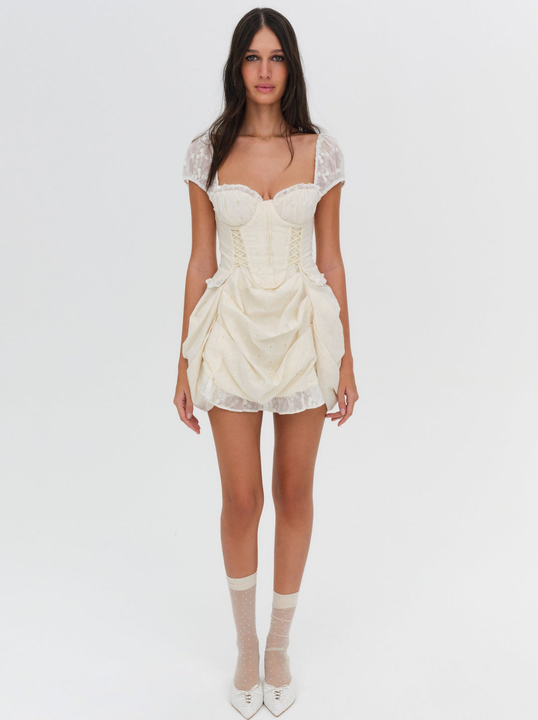For Love and Lemons Morgan Mini Dress - White