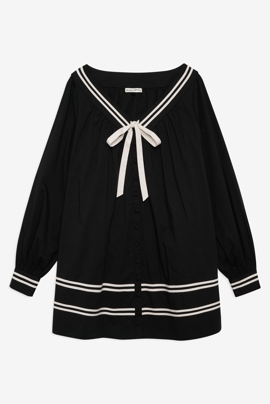 For Love and Lemons Helena Poplin Long Sleeve Mini Dress - Black