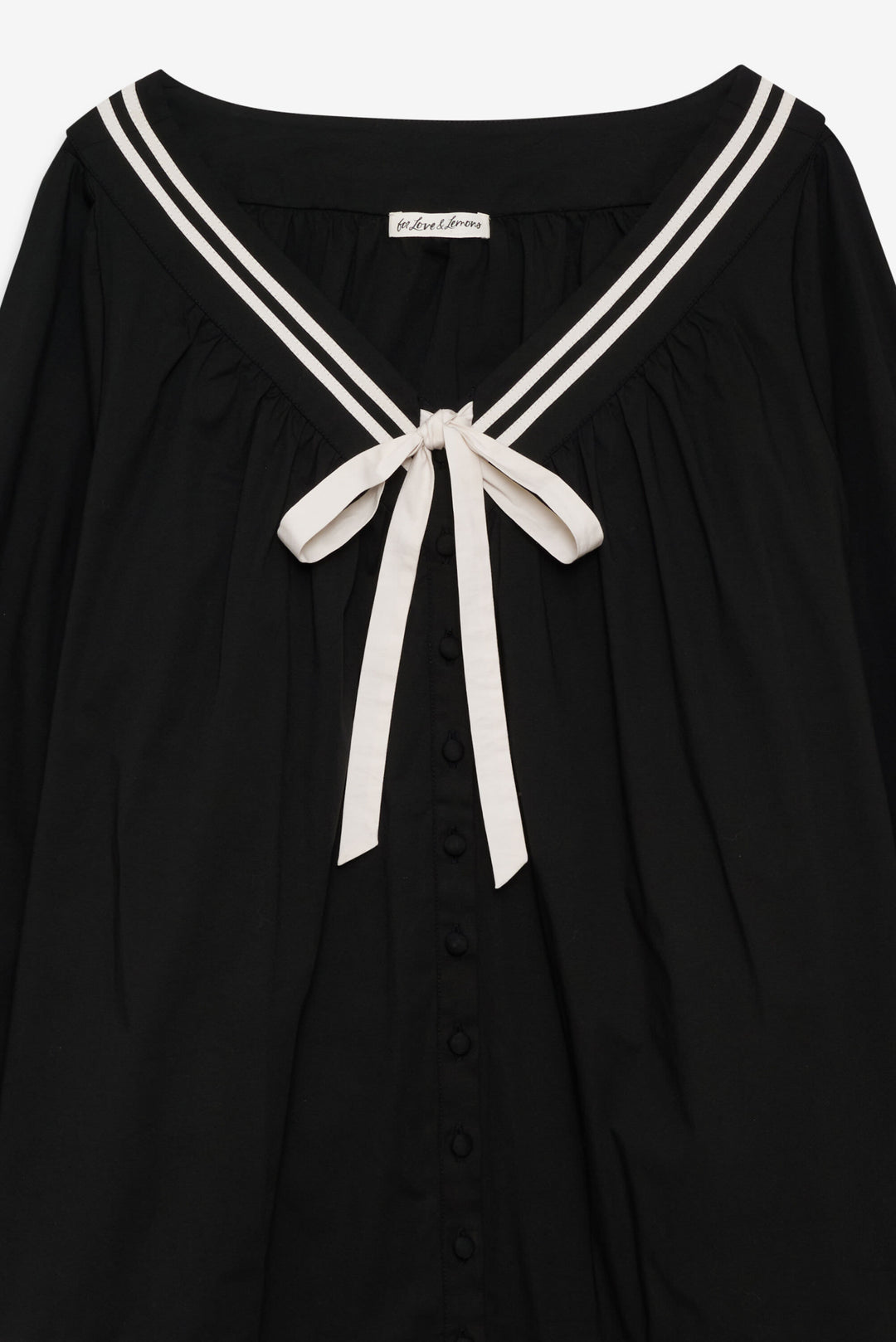 For Love and Lemons Helena Poplin Long Sleeve Mini Dress - Black