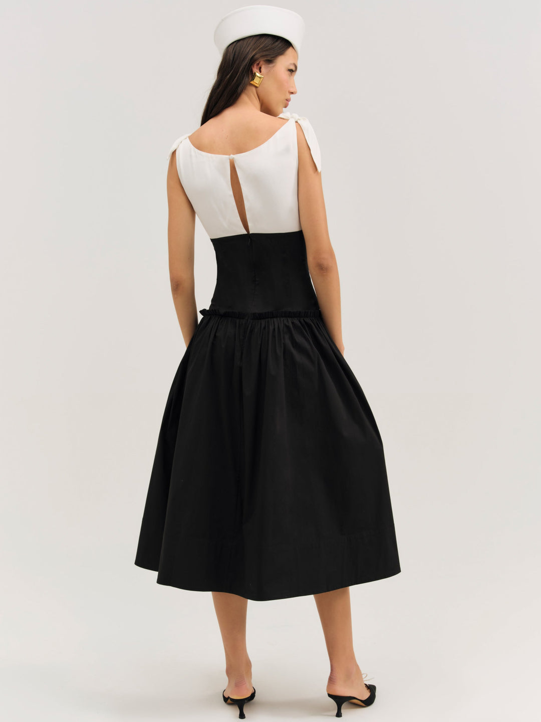 For Love and Lemons Helena Poplin Midi Dress - Black