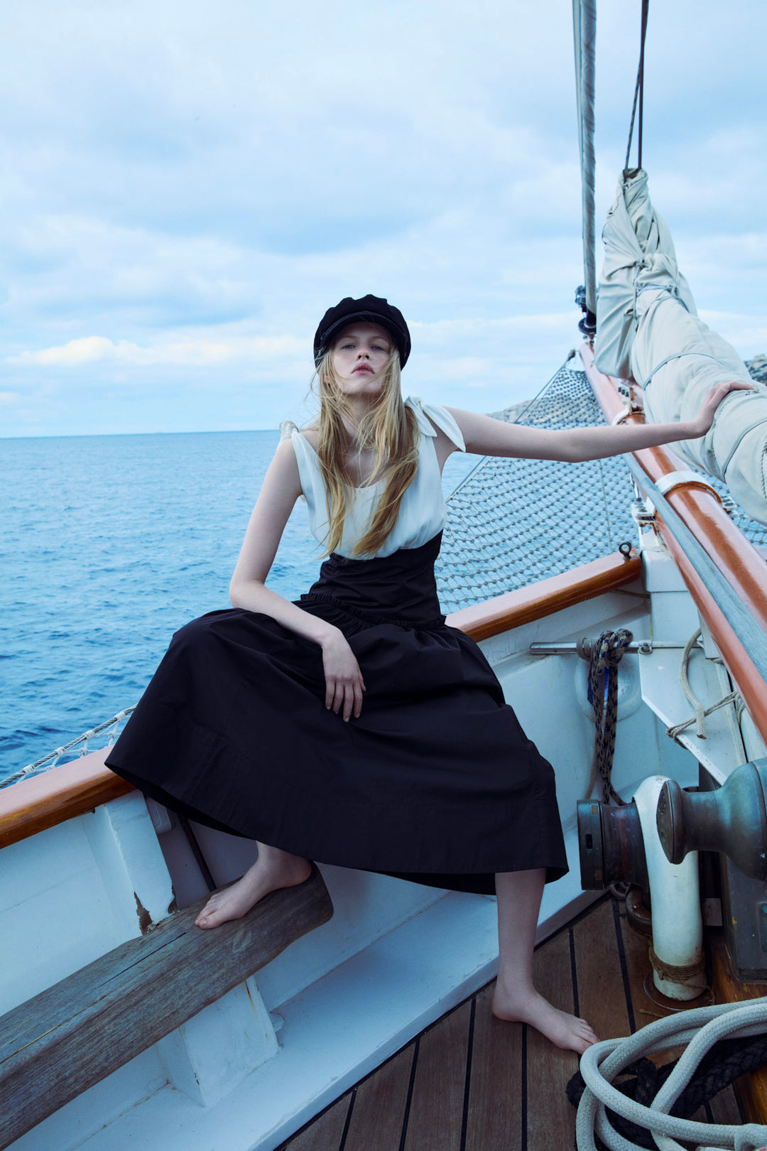 For Love and Lemons Helena Poplin Midi Dress - Black