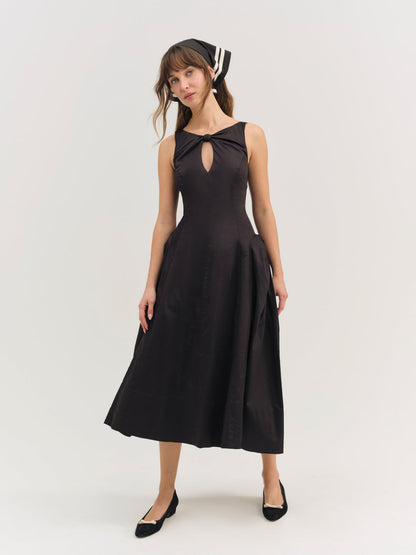For Love and Lemons Evanie Structured Midi Dress - Black