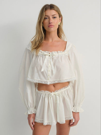 For Love and Lemons Venetia Sleep Top - Vintage Cream