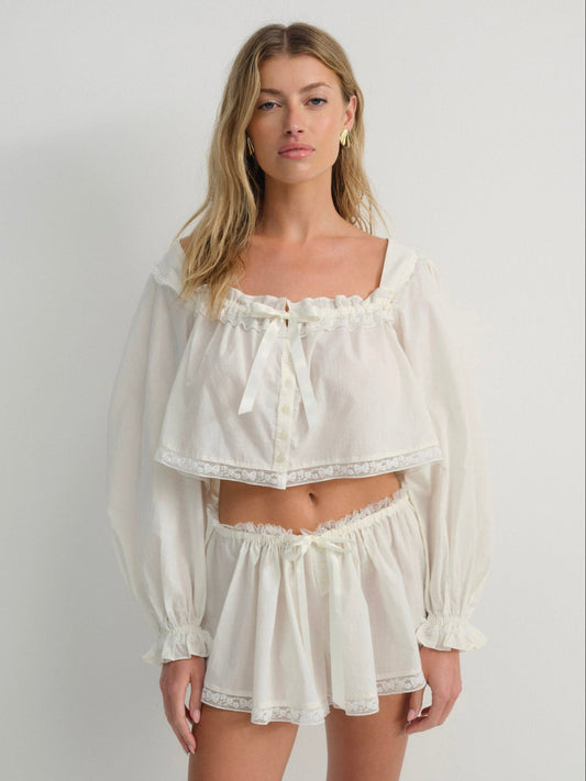 For Love and Lemons Venetia Sleep Top - Vintage Cream