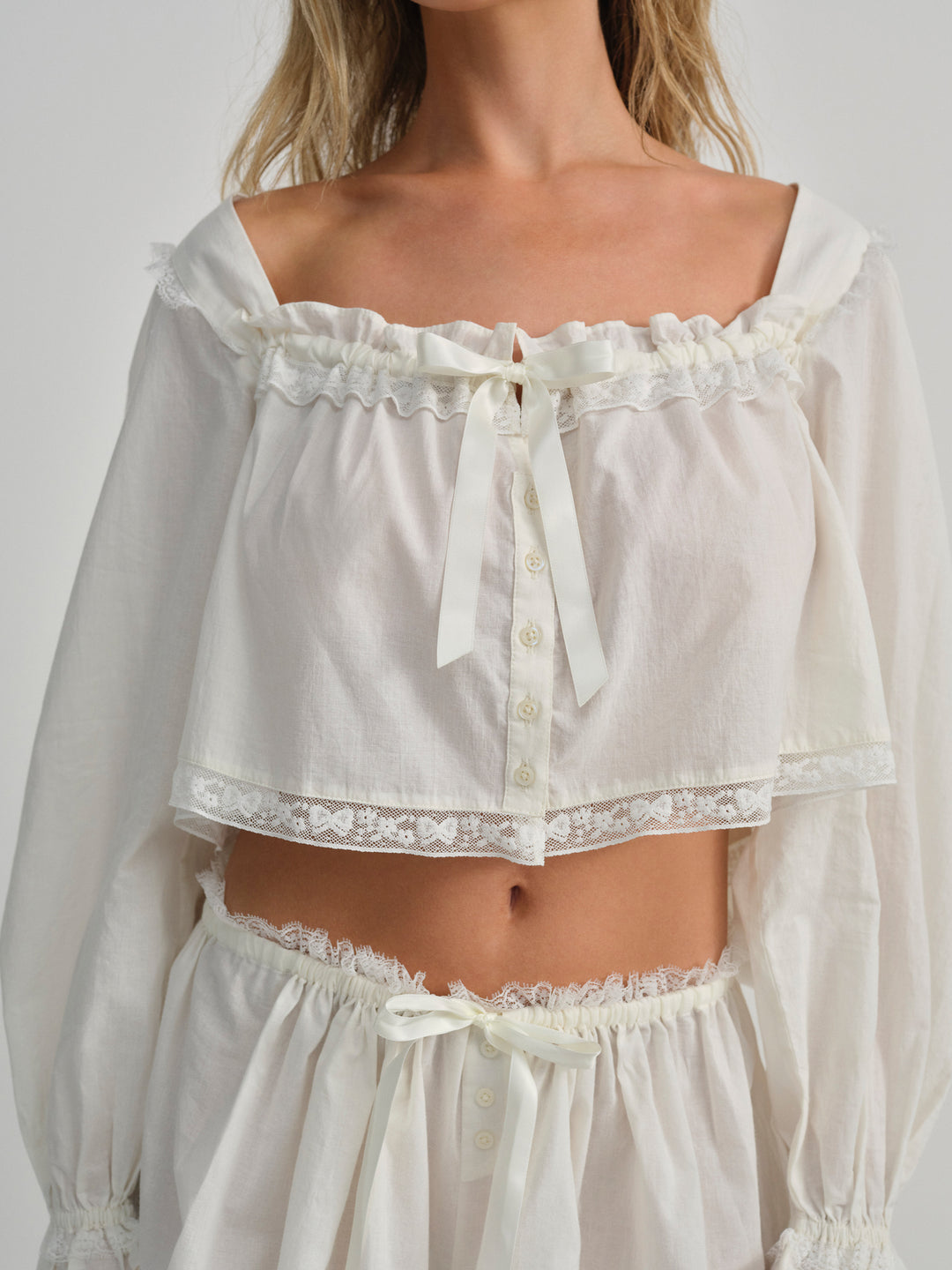 For Love and Lemons Venetia Sleep Top - Vintage Cream