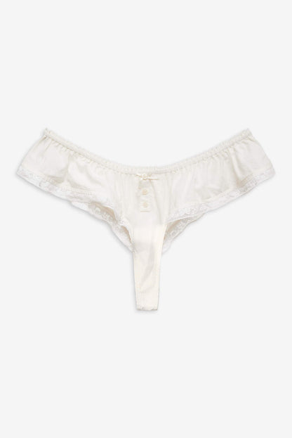 For Love and Lemons Venetia Thong Panty - Vintage Cream
