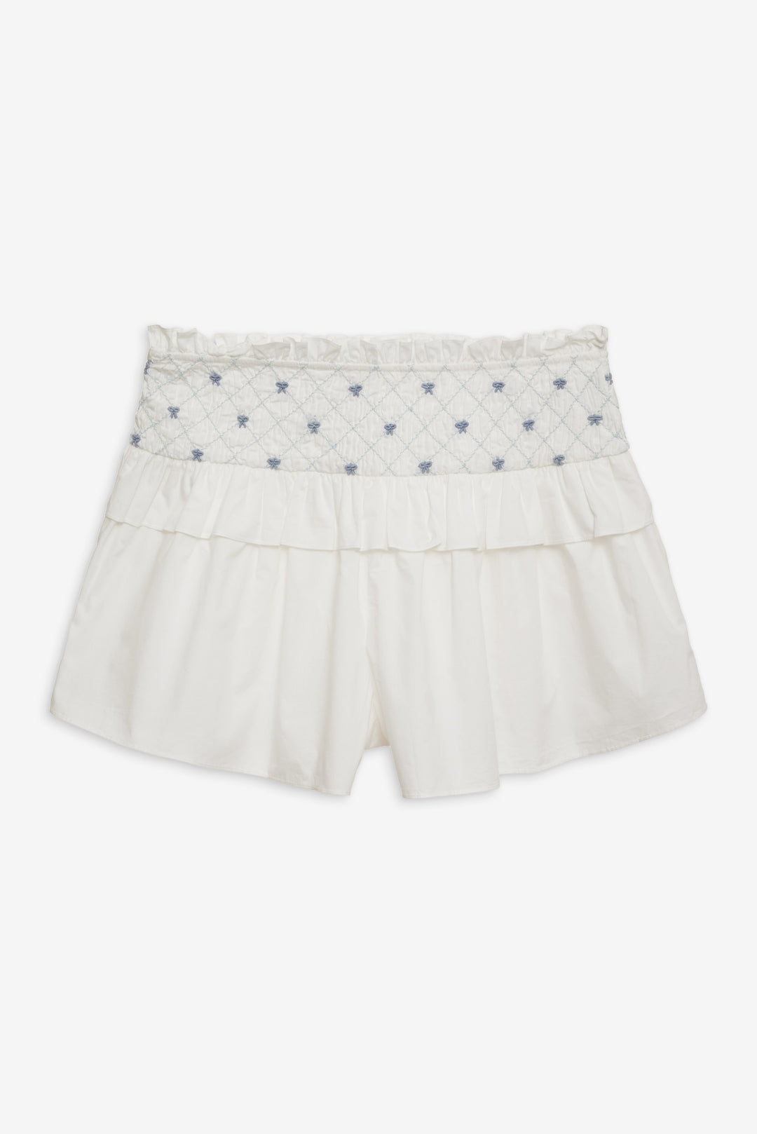For Love and Lemons Birdie Bow Smocked Short - White