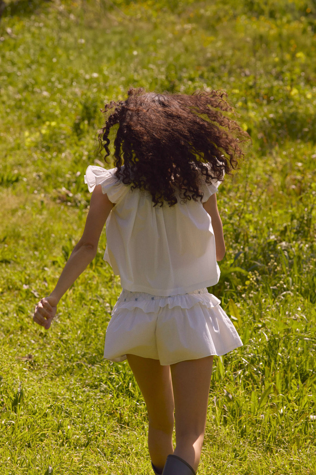 For Love and Lemons Birdie Bow Smocked Short - White