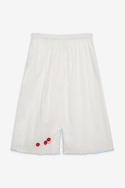 For Love and Lemons Forget Me Not Embroidery Midi Skirt - White