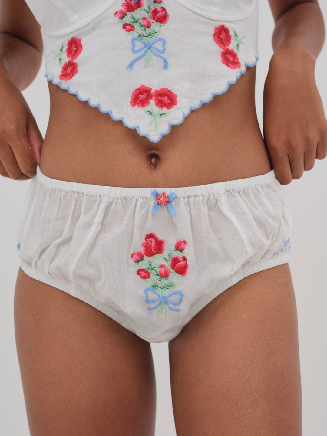 For Love and Lemons Forget Me Not Embroidery Bloomer Panty - White