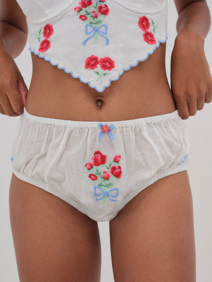For Love and Lemons Forget Me Not Embroidery Bloomer Panty - White