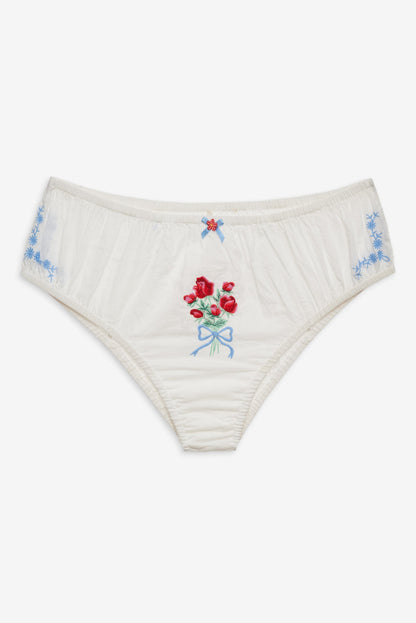 For Love and Lemons Forget Me Not Embroidery Bloomer Panty - White
