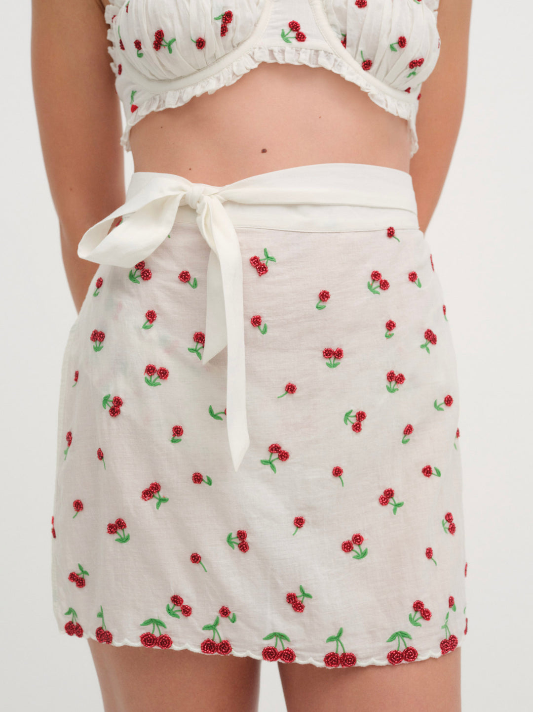 For Love and Lemons Beaded Cherries Apron - Red