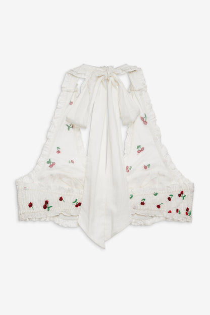 For Love and Lemons Beaded Cherries Underwire Bra - Red