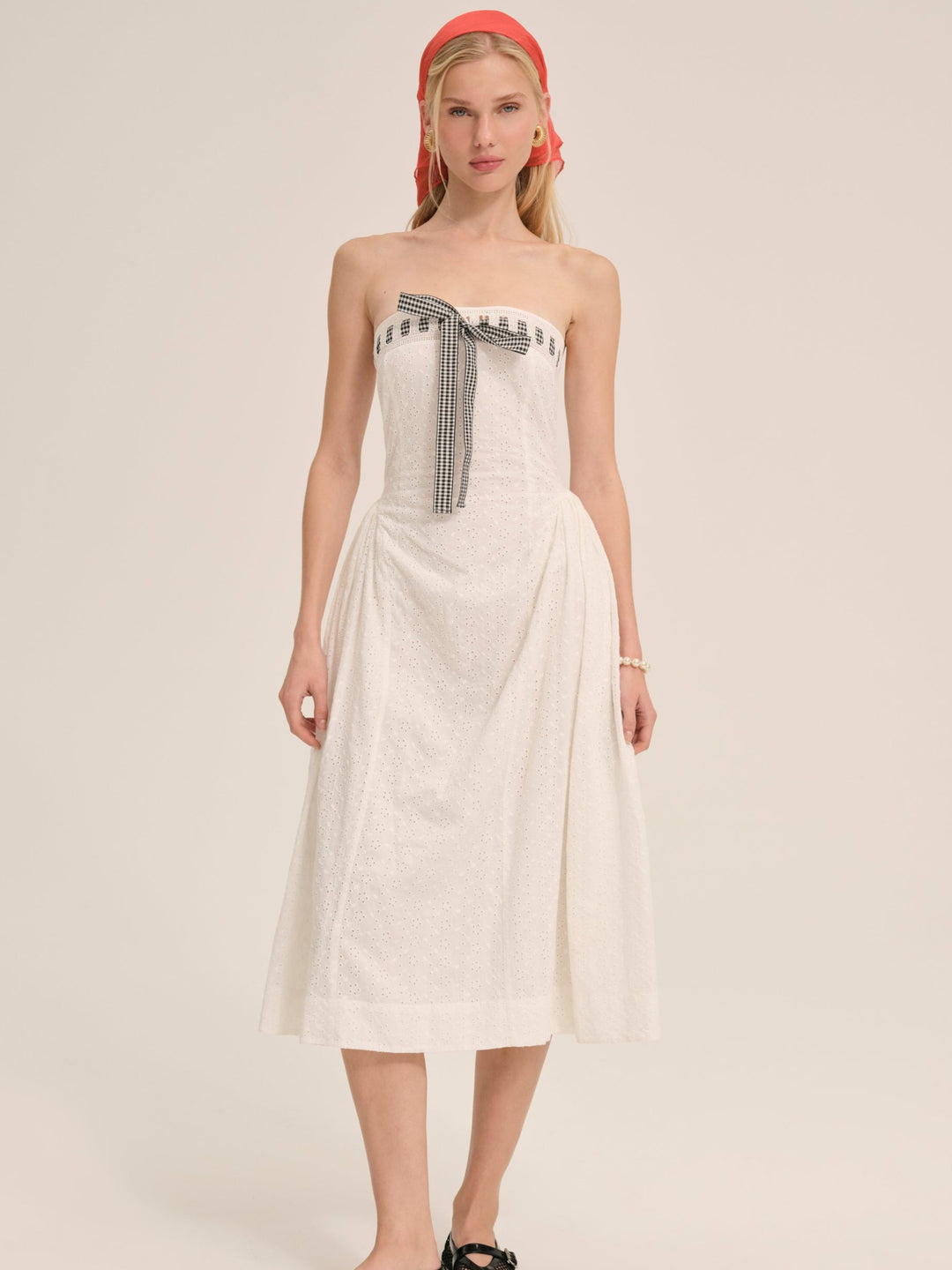 For Love and Lemons Rosie Ribbon Midi Dress - White