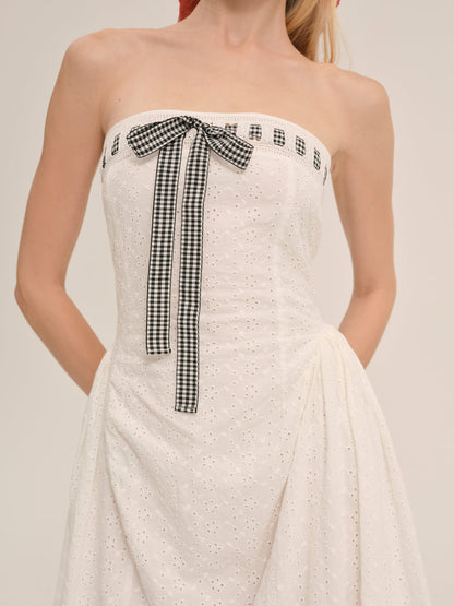 For Love and Lemons Rosie Ribbon Midi Dress - White