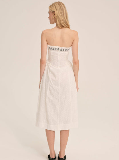 For Love and Lemons Rosie Ribbon Midi Dress - White