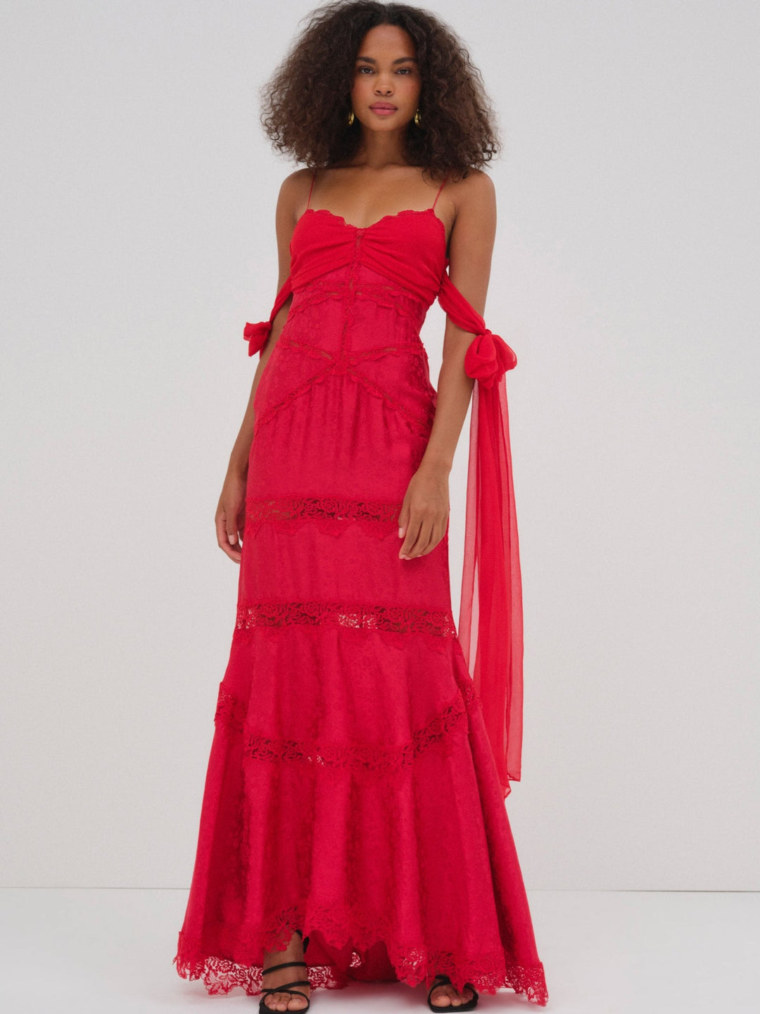 For Love and Lemons Rita Lace Gown - Red