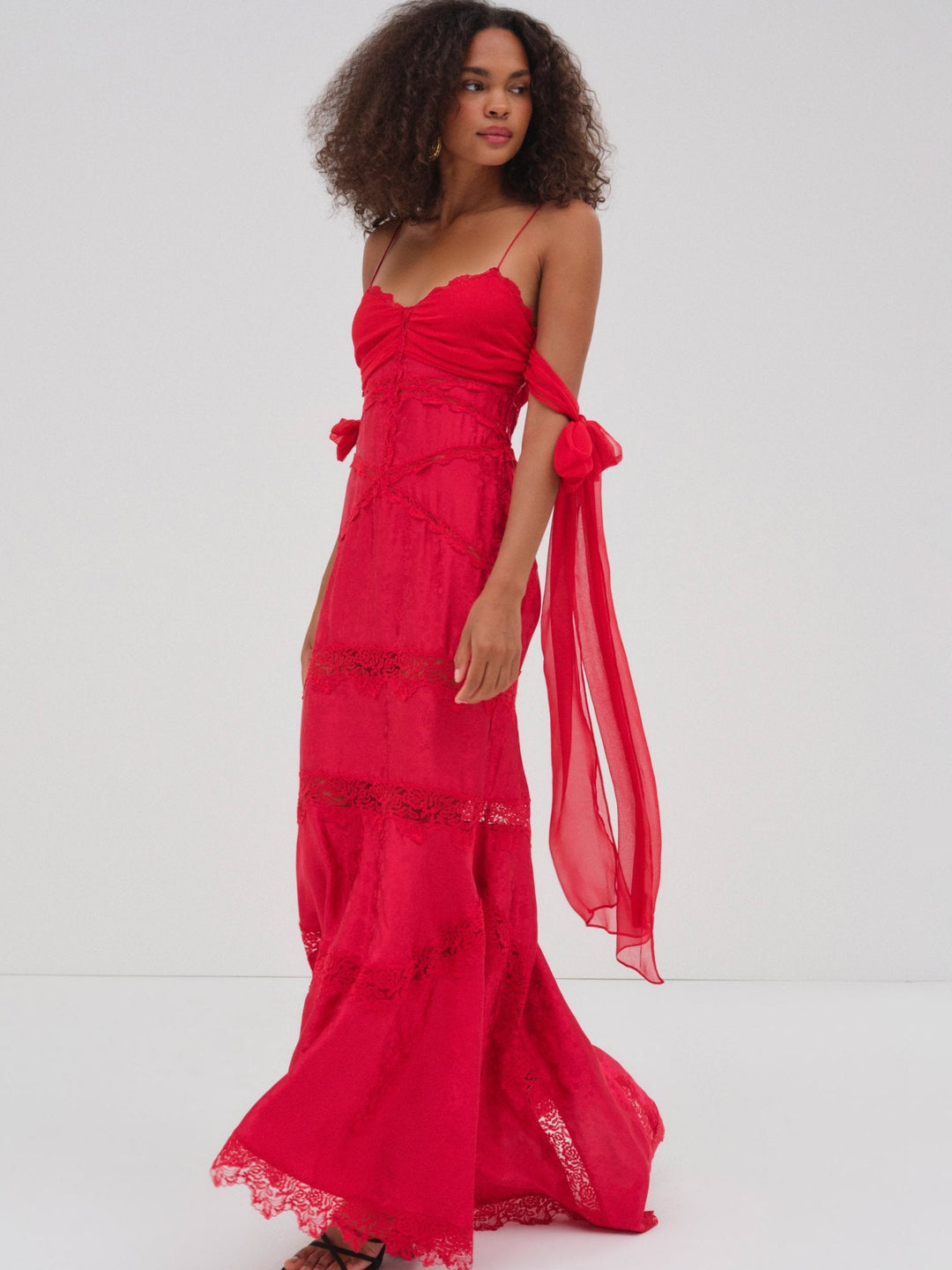 For Love and Lemons Rita Lace Gown - Red